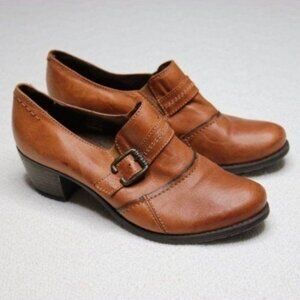 Eric Michael Women's Size 39 Brown Leather Buckled Heeled Slip On Ankle Booties